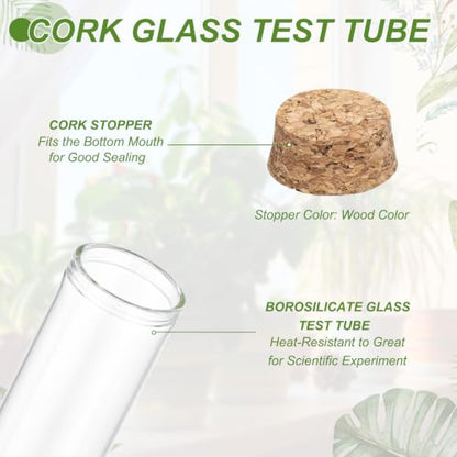 PATIKIL 80ml Glass Test Tubes with Caps Cork Stopper, 16 Pcs, 30x150MM - size: 80ml