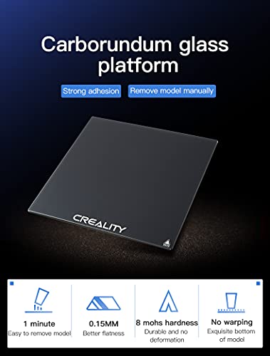 Creality Official CR-10 Platform Tempered Glass Bed with 4 Binder Clips, Removal Tool, 310x310x4mm, 3D Printer Cr-10s/Cr-10 V2 Upgraded Build Plate Printing Surface for Heated Bed - size: 310x310x4mm (CR-10)