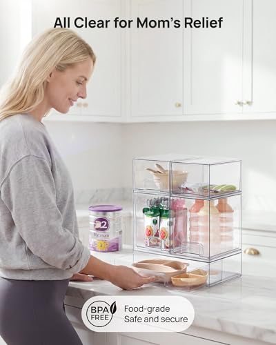 Vtopmart Clear Stackable Storage Drawers Set of 5, Plastic Organizer Bins - style: 2 Small+2 High+1 Wide