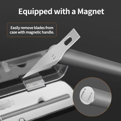 Exacto Knife, Hobby Knife Set with 10 Pieces Blades, Craft Knife Kit, Precision Knife for Pumpkin Carving, Modeling, DIY Artwork, Stencil, Scrapbooking, Paper Cutters for Crafting (Grey) - color: Grey