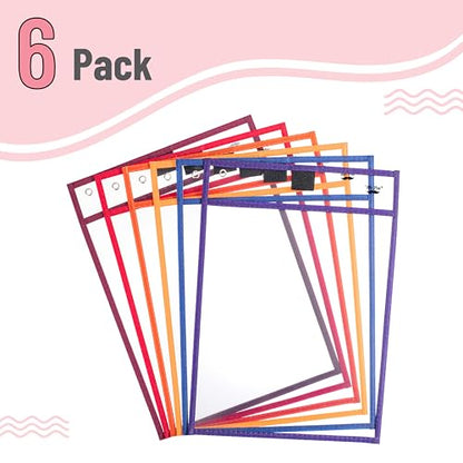 Mr. Pen- Reusable Dry Erase Pocket Sleeves, 10" x 14", 6 Pack, Colorful - color: Sunset, size: 6 Pack
