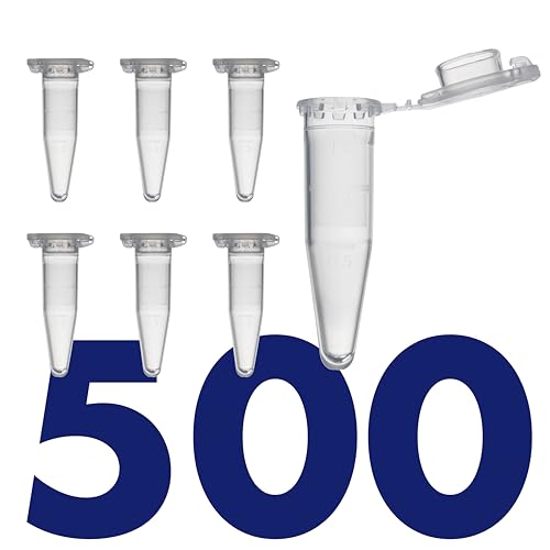 Kashi Scientific 1.5mL Clear Microcentrifuge Tube with Safety Lock Snap Cap Safety with Graduation, Lab Grade Polypropylene Plastic [1.5mL Safelock, 500] - size: 1.5mL, SafeLock
