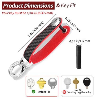 T-carbon Carbon Fiber Key Organizer, Compact Key Holder, Silent Keychain, Expandable Key Case Holds Up to 8 Keys - color: Red