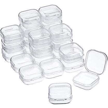SATINIOR 24 Pcs Small Clear Plastic Container Box, 1.4 x 1.4 x 0.7 in - size: 1.37 x 1.37 x 0.7 Inches