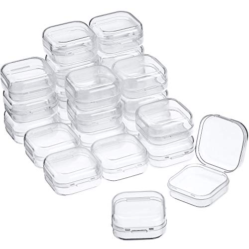 SATINIOR 24 Pcs Small Clear Plastic Container Box, 1.4 x 1.4 x 0.7 in - size: 1.37 x 1.37 x 0.7 Inches