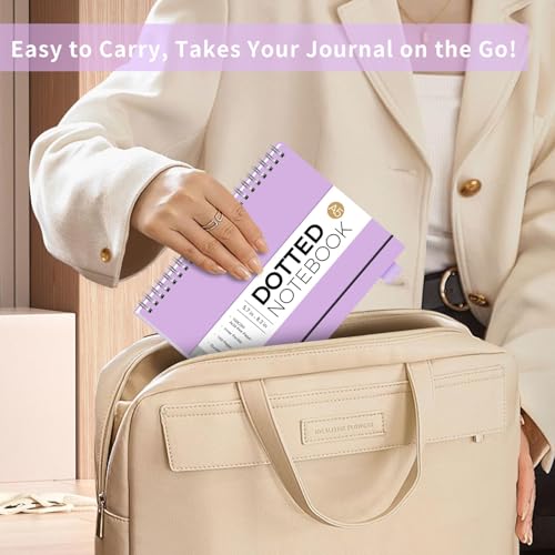 AHGXG Dotted Journal, Grid Spiral Notebook, 160 Pages, A5 (5.7" x 8.3") - color: Purple, style: A5-Dotted