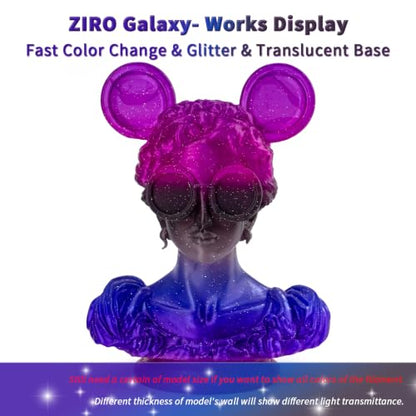 ZIRO Fast Color Change Twinkling PLA, 1.75mm 3D Printing Filament, Galaxy - color: Galaxy