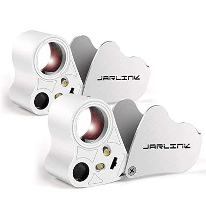 JARLINK 2 Pack 30X 60X Foldable LED Jewelers Loupe Magnifier - color: White