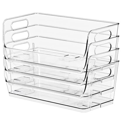 Sorbus Clear Pantry Organizer with Stackable Storage Bins, Open Front - size: Small Wide, style: 4 Pack