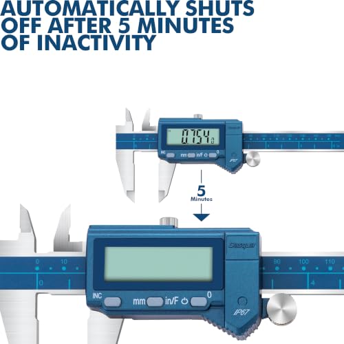 Dasqua 6”/150mm IP67 Absolute Origin Digital Caliper, Stainless Steel, Accuracy ±0.001”/0.02mm, Resolution 0.0005"/0.01mm/1/128, Water/Coolant/Dust Protection, in/mm/Fraction Conversion - color: Blue Case Cover, size: 6"/150mm