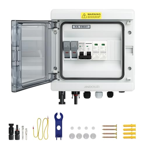 1 in 1 Out Solar Combiner Box,PV Combiner Box with 20A PV Fuse,DC 20A Circuit Breaker and Surge Protector,IP65 Solar Disconnect Switch Box for Indoor Outdoor Solar Panel System (1 in 1 Out 20A 1000V) - size: 1 In 1 Out 20A 1000V