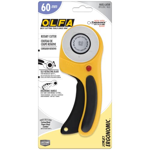 OLFA 60mm Ergonomic Squeeze-Handle Rotary Cutter (RTY-3/DX) - 12-Layer