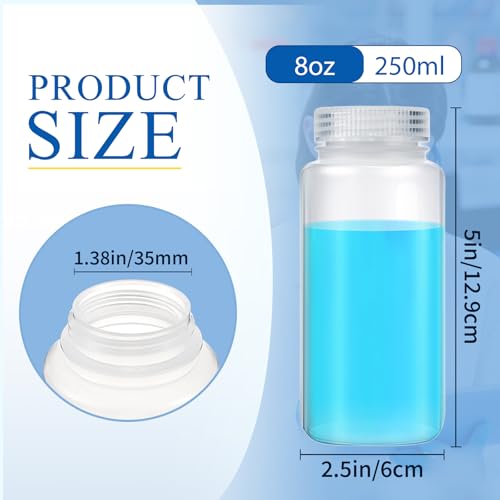 Tatuo 48 Pcs 8 oz 250 ml Polypropylene Reagent Bottle Plastic Sample Bottles with Screw Caps Translucent PP Sample Containers with Lid for Liquids, Laboratory, Storage at Home (Clear) - color: Clear, size: 8 oz 250ml