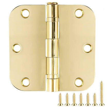 TDCHINGES Rounded Door Hinges Polished Brass 3.5 Inch 5/8" Lasting Mute - color: Polished Brass-Rounded, size: 1 Pack-Ball Bearing-lasting no squeak