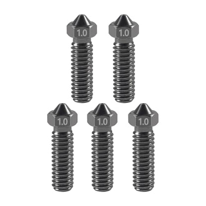 Aokin 5 Pcs 1.0mm 3D Printer Hardened Steel Nozzles for Volcano Nozzle with High Temperature Wear Resistant for Anycubic Vyper, Kobra Max, Kobra Plus, 1.75mm Filament 3D Printer - color: 1.0mm