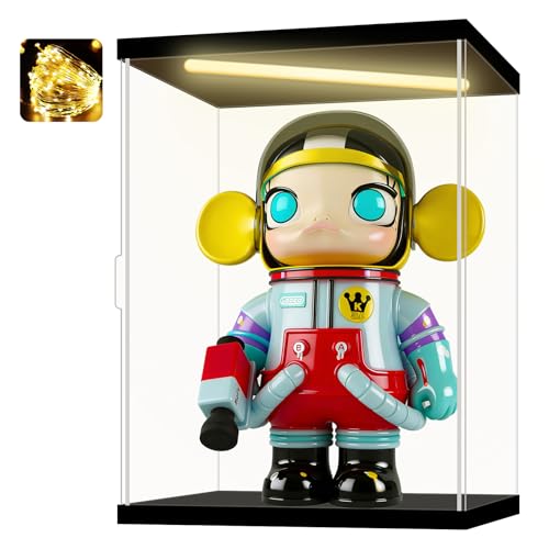 Acrylic Display Case for Collectibles, Action Figures & Trophies, Black Base Solid Yellow Light, 11.8×11.8×15.8 Inch - color: Black-solid Yellow, size: 11.8*11.8*15.8