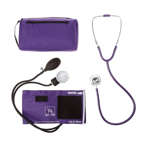 EMI #305 Purple Aneroid Sphygmomanometer Blood Pressure Monitor with Dual Head Stethoscope Set Kit - color: Purple