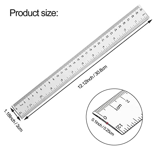 YYJ HOME Clear Plastic Ruler, 12 Inch, 3 Pack, Transparent, Acrylic, Plastic Construction