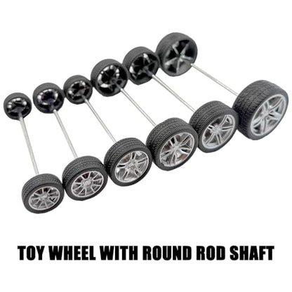 12PCS Toy Wheel RC Car Rubber Tire Wheel with Round Rod Shaft Axles for RC Car Truck Robot Boat Helicopter DIY Model Toy Building Project (2.5x37mm) - style: 2.5x37mm