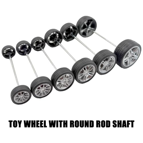 12PCS Toy Wheel RC Car Rubber Tire Wheel with Round Rod Shaft Axles for RC Car Truck Robot Boat Helicopter DIY Model Toy Building Project (3x48mm) - style: 3x48mm