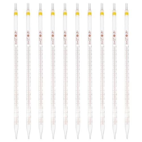 PATIKIL 20ml Glass Graduated Pipettes +/- 0.1ml, 10Pcs Coded Bands - size: 20ml
