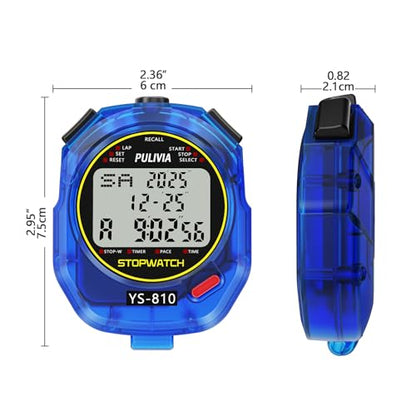Stopwatch Timer Multi Splits/Laps Digital Stop-Watch for Sports - color: Blue
