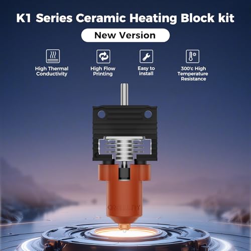 Creality Official 2025 K1/K1C/K1 SE/K1 Max Hotend Kit, Upgrade Ceramic Heating Block Kit, New Version Terminal with Buckle, 600mm/s High-Speed with Unicorn Quick Swap Nozzle for K1 Series 3D Printers - style: K1/K1C/K1 SE/K1 Max