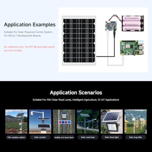 Waveshare Solar Power Manager Module (D), Solar Charge Controller USB, Supports 6V~24V Solar Panel and Type-C Power Adapter, 5V/3A Regulated Output, with Battery Holder (Batteries are Not Included)