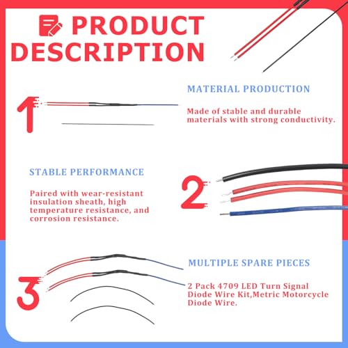 2 Pack 4709 LED Turn Signal Diode Wire Kit,Metric Motorcycle Diode Wire