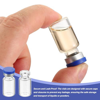 PATIKIL 2ml Sample Vials, 100 Pack Lab Empty Vials with Butyl Rubber Stopper Crimp Top Caps and Labels Borosilicate Glass Vial, Clear - color: Clear, size: 2ml
