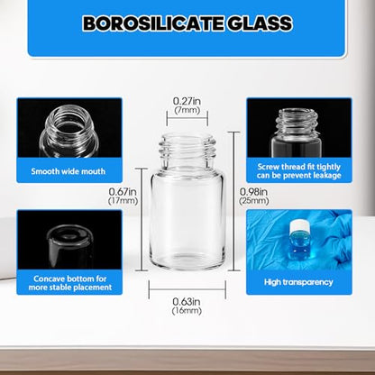 12PCS 2ml Clear Glass Small Vials with White Screw Caps & Plastic Stoppers - color: CLEAR, size: 2ml