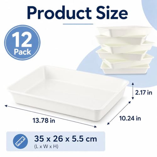 Defresit 12 Pcs Letter Size Flat Storage Paper Tray for Classroom - color: White