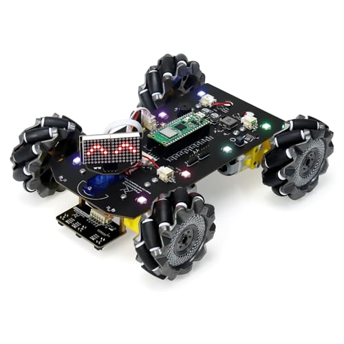 Freenove Mecanum Wheel Car Kit for Raspberry Pi Pico W (Included) (Compatible with Arduino IDE), Dot Matrix Expressions, Obstacle Avoidance, Line Tracking, Light Tracing, Colorful Light, App - color: Mecanum Wheels with Raspberry Pi Pico W