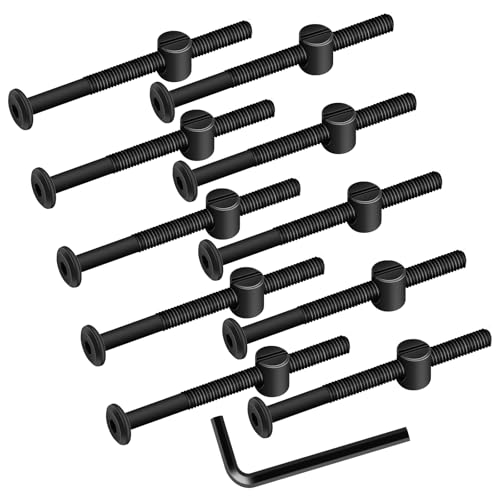 M8 x 110mm Black Flat Head Socket Head Screw Furniture Bolts and Barrel Nuts, with Allen Wrench Perfect for Furniture, 10 Sets - color: Black, size: M8 x 110mm