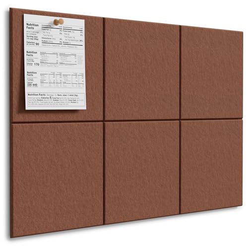 MaxGear Felt Bulletin Board 36" x 24", Chocolate Brown Felt Wall Tiles - color: Chocolate Brown, size: 36" x 24"