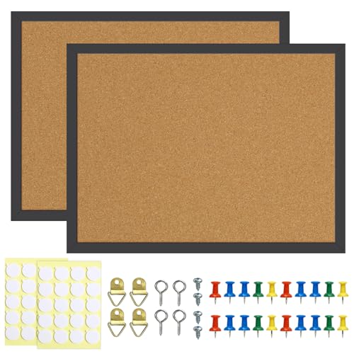 2 Pcs Cork Board, 17.7''x13.3'', Black Framed, Small - color: Black