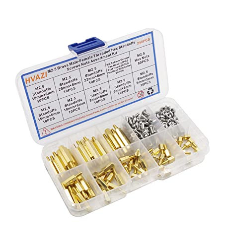 M2.5 Brass Male-Female Hex Standoffs, 304 SS Screws & Hex Nuts Kit - size: M2.5