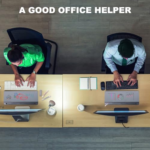 TSJ OFFICE Desktop Whiteboard Dry-Erase-Board - Computer Keyboard Stand White Board Surface Pad with Drawer, Desk Organizers with Accessories for Office, Home, School Supplies - Complete Grey - color: Grey Base/Glass