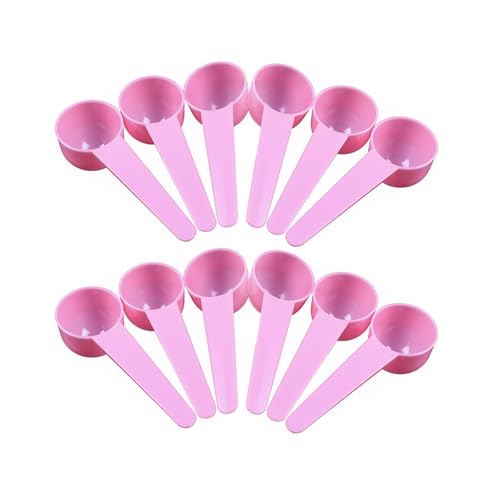 12 Pack Plastic Measuring Scoops, Teaspoon (1 tablespoon/10 mL) Long Handle Scoops for Measuring Coffee Tea Milk Spices Protein Powders Cooking Pet Food (Pink) - color: Pink