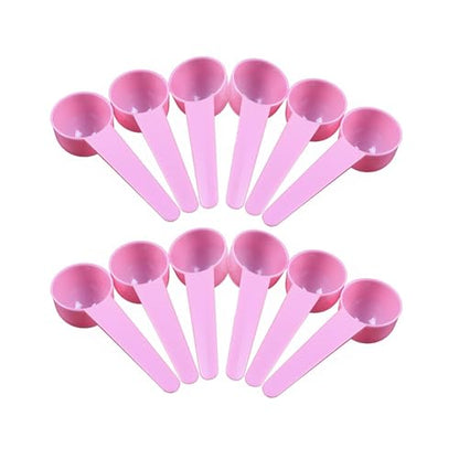 12 Pack Plastic Measuring Scoops, Teaspoon (1 tablespoon/10 mL) Long Handle Scoops for Measuring Coffee Tea Milk Spices Protein Powders Cooking Pet Food (Pink) - color: Pink