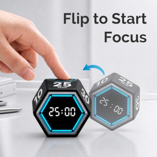 KADAMS Pomodoro Timer Cube, Visual Timer for Kids, Productivity Desk Timer - color: Black