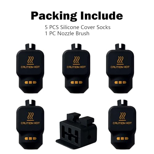 5PK P2S/X2D/H2D Silicone Socks with Identification Code & 1PK Nozzle Brush - size: 6 PCS