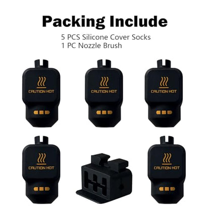 5PK P2S/X2D/H2D Silicone Socks with Identification Code & 1PK Nozzle Brush - size: 6 PCS