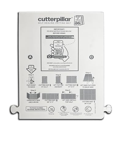 Cutterpillar Flip & Fold | Self-Healing Cutting Mat | 9" x 12" to 24" x 36" - size: Flip and Fold 36