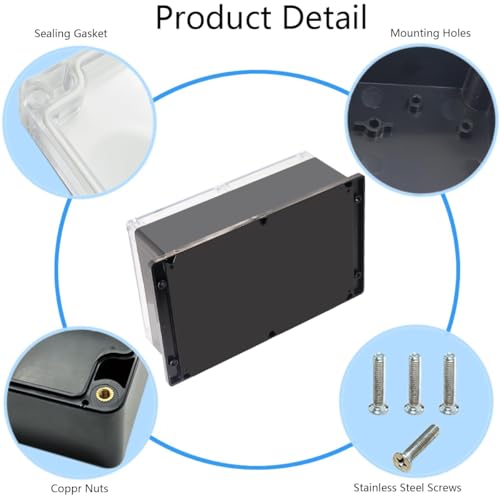 Junction Box IP65 Waterproof ABS Plastic Electrical Project Case Power Junction Boxes, Clear Cover Project Box with Fixed Ear 10.35x7.17x3.74 inch (263 x 182 x95 mm) - color: Clear, size: 10.35“x7.17”x3.74“