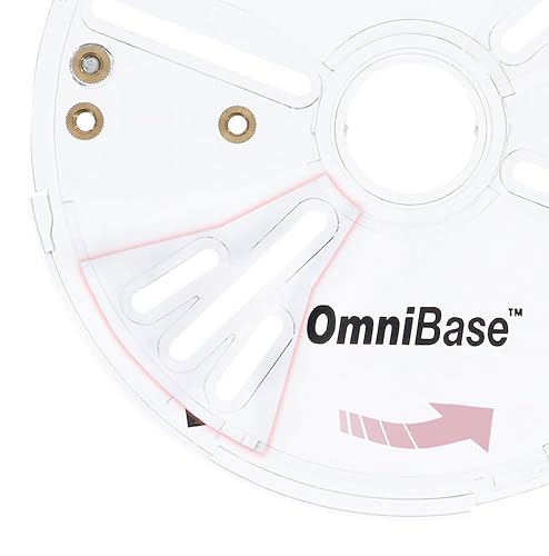 Milescraft 6202 Omni Base – Universal 7” Router Base Plate, Mounting Wings Adjust to Any Router, Clear Design Improves Visibility, Includes Centering & Mortise Pins. Fits 1-3/16” Porter Cable Bushings