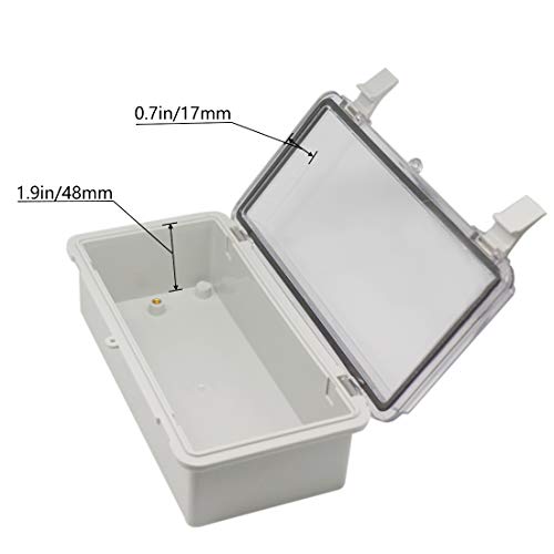 Zulkit 2pcs Junction Box ABS Plastic Dustproof Waterproof IP65 Electrical Boxes Hinged Shell Outdoor Universal Project Enclosure Clear Cover with 2 Cable Glands 7.9 x 3.9 x 2.8 inch (200x100x70mm) - size: 7.9" x 3.9" x 2.8"(2pcs)