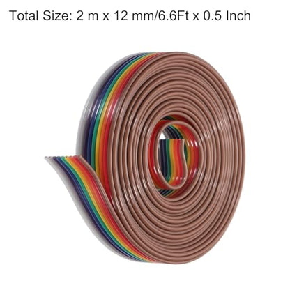 MECCANIXITY 1 Pcs 9 Pin Flat Rainbow Ribbon Cable 6.6 Ft 1.27mm Pitch Breadboard Jumper Wires for Electronic Projects - size: 6.6 Ft, style: 9P