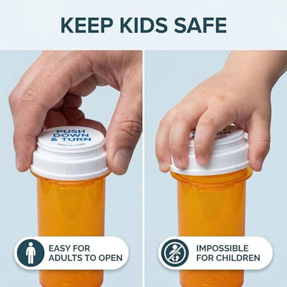 Empty Pill Bottles 13 Dram Amber Reversible Caps