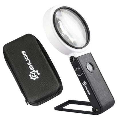 10X 25X Magnifying Glass with Light Stand, 32 LED Foldable Magnifier